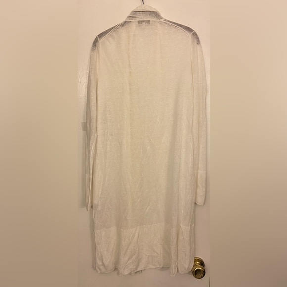 NWT White + Warren Long Open Cardigan White Size Medium - Picture 5 of 9